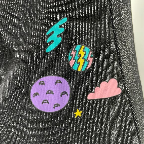 Lazy Oaf Sparkly Space Planets Black Glitter High Neck Swing Dress Long Sleeve S - Picture 9 of 16
